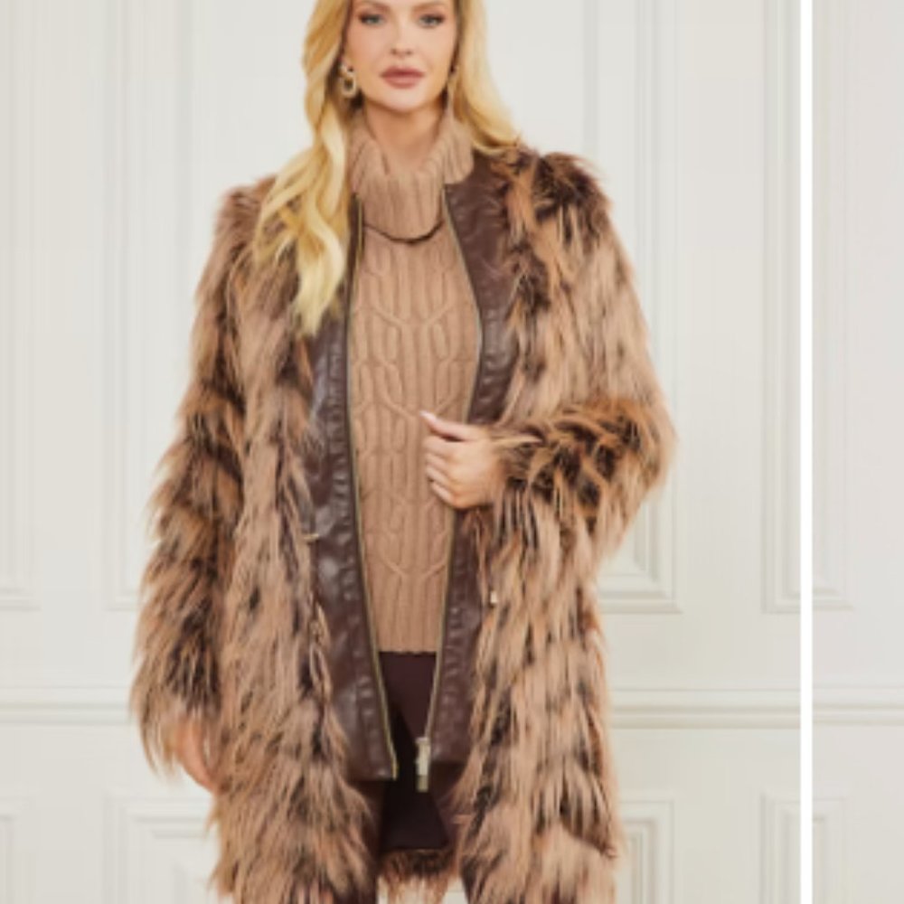 Marciano Guess Dinah Shaggy Coat Size 2 NWT